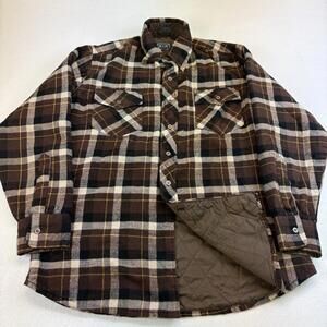 Vintage VIP Lined Insulated Flannel Button Up Shirt Jacket Small Brown Oversized